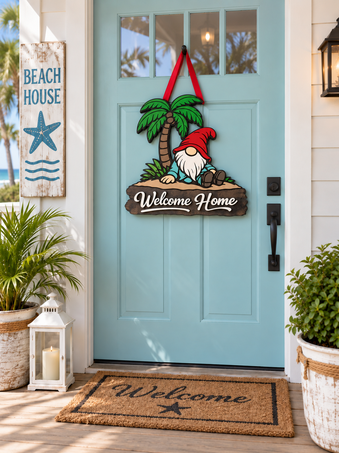 The Palmetto Gnome Tropical Door Hanger
