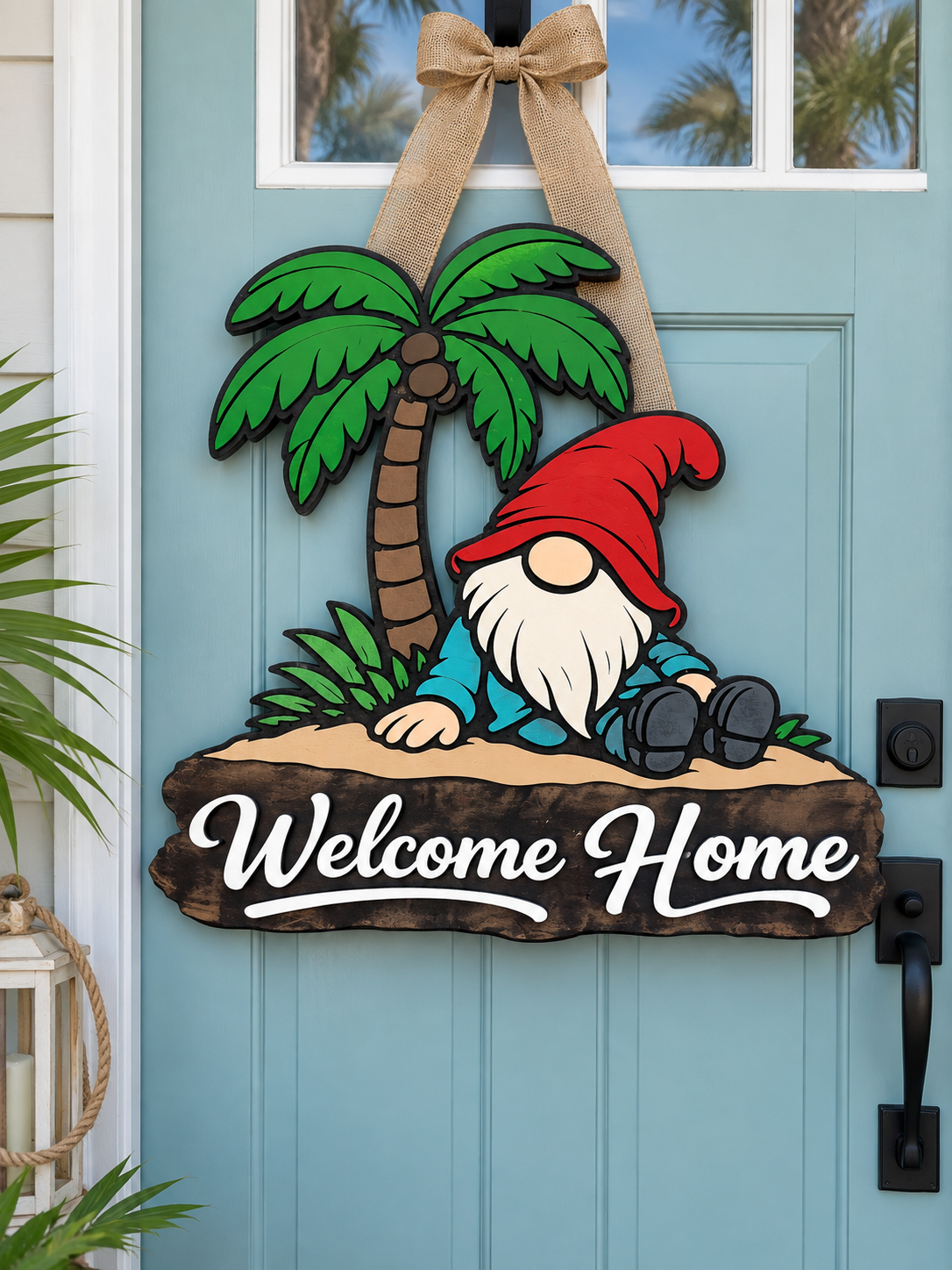 The Palmetto Gnome Tropical Door Hanger