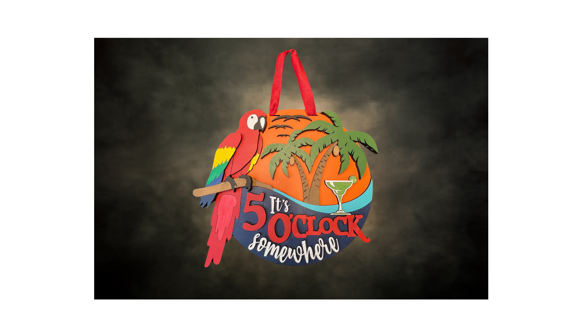 5 O'Clock Somewhere Parrot Door Hanger