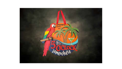 5 O'Clock Somewhere Parrot Door Hanger