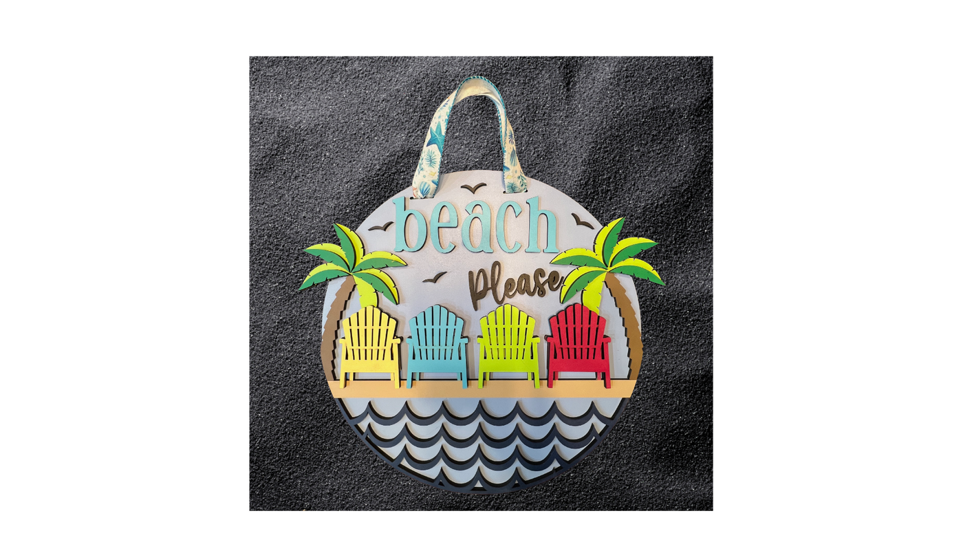 Beach Please Wood Door Hanger