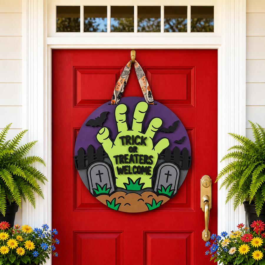 Trick or Treaters Welcome Halloween Door Hanger